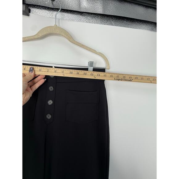 Halara Wide Leg Button Front Pants Black L Petite | Comfy Stretch Work Lounge - Picture 6 of 9